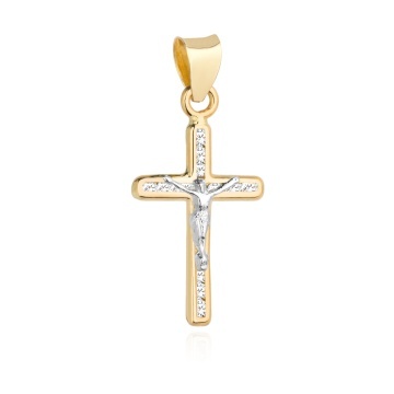 Crucifix din Aur cu Zirconiu și Iisus