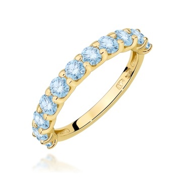 Inel Aur 14K cu Diamante Albastre de Laborator 1.10 ct