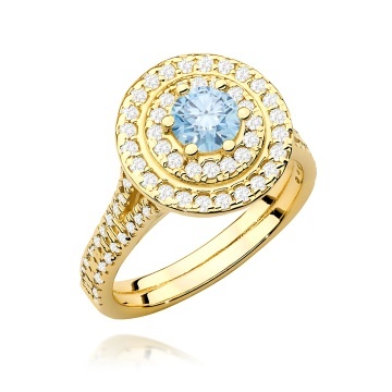Inel Aur 14K cu Diamante Albastre de Laborator 1.11 ct