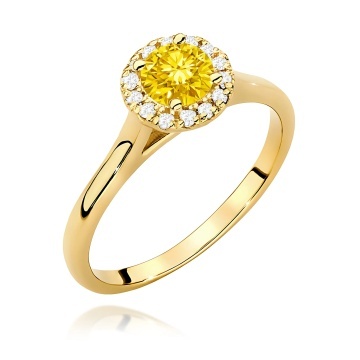 Inel Aur 14K cu Diamante Galbene de Laborator 0.62 ct