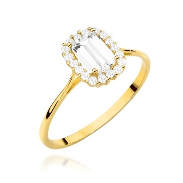 Inel Aur 14K cu Piatră Rectangulară și Zirconii