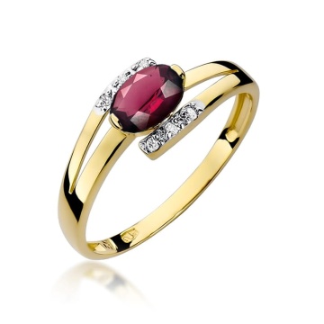 Inel Aur 14K cu Rhodolite 0.50 ct si Diamante Naturale 0.05 ct