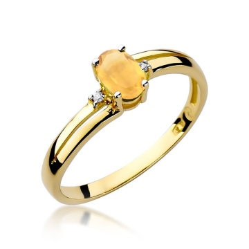Inel Aur 9K cu Citrin 0.60 ct si Diamante Naturale 0.03 ct