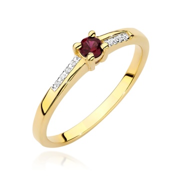 Inel Aur 9K cu Rubin 0.15 ct si Diamante Naturale 0.04 ct