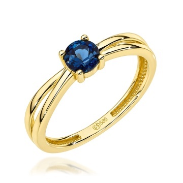 Inel Din Aur 14K Cu Bandă Împletită Și Topaz London Blue