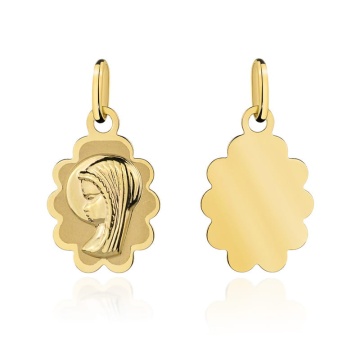 Medalion Floare Aur 14k cu Maica Domnului