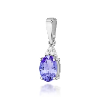 Pandantiv Aur 14K cu Tanzanit 0.70 ct si Diamante Naturale 0.03 ct