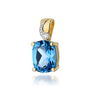 Pandantiv Aur 14K cu Topaz Swiss 2.40 ct si Diamant Natural 0.01 ct