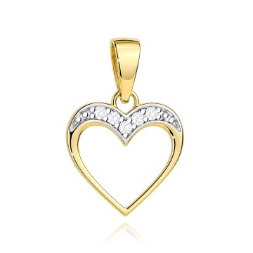 Pandantiv Aur 14K Inimă Decorată Cu Zirconii