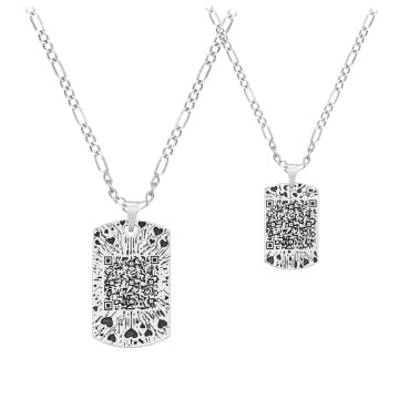 Set lanțișoare cu pandantiv QR Code din Argint 925