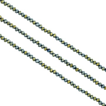 Șirag cristale rondele 3 mm, culoare Verde Metalizat - Aprox 130 buc