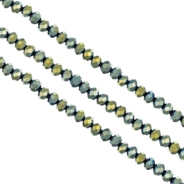 Sirag cristale rondele fatetate 6mm - verde metalizat