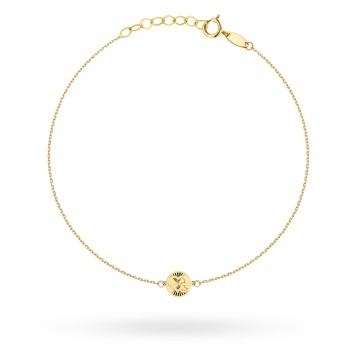 Brățară Aur 14K cu Inimi Împletite în Cerc Diamantat