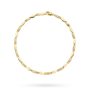 Bratara cu Placute Decorate si Zale- Aur 14k