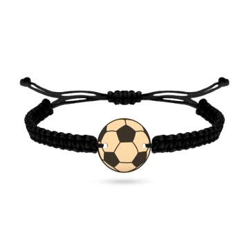 Bratara cu snur si minge de fotbal 12mm din aur 14k