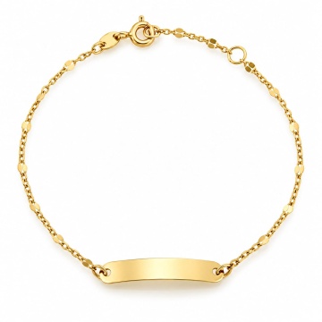 Brățară din Aur 14K pentru Copii cu Plăcuță Personalizabilă – Gravură Gratuită