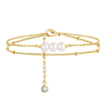 Bratara Dubla Pearlys din Inox placata cu AUR 18K