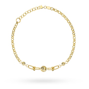 Brățară Elegantă din Aur 14K cu Sfere Tăiate Tip Diamant și Zale Lungi