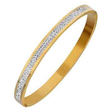 Bratara Fixa Cristaly din Inox placata cu AUR 18K