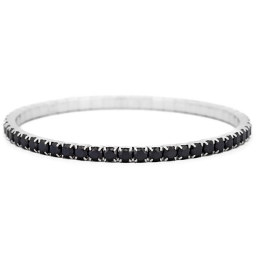 Bratara Tennis Elastica din argint 925 Black Crystal