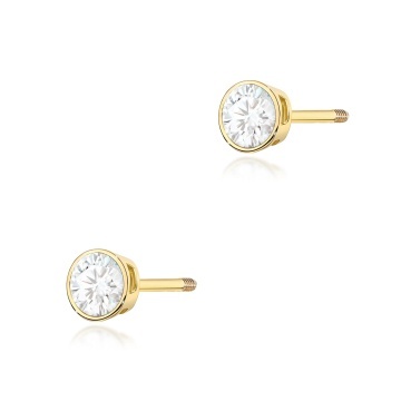 Cercei Aur 14K cu Diamant Natural 0.10 ct Filet cu Protectie