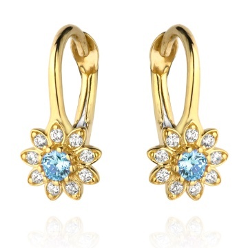 Cercei Aur 14k cu Floricele si Zirconii