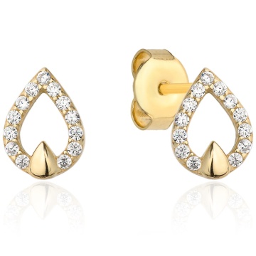 Cercei Aur 14k cu Model Lacrima si Zirconii Albe