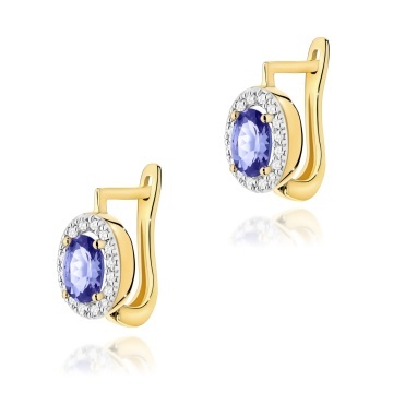 Cercei Aur 14K cu Tanzanit 0.40 ct si Diamante Naturale 0.16 ct