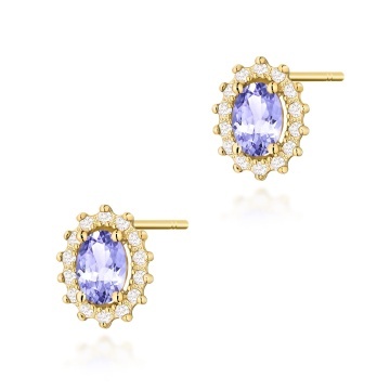 Cercei Aur 14K cu Tanzanit 0.40 ct si Diamante Naturale 0.24 ct