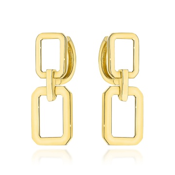 Cercei Aur 14K Dreptunghiulari pe Creolă - Eleganță Atemporală