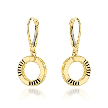 Cercei Aur Galben 14K, Model Rotund, Diamantat
