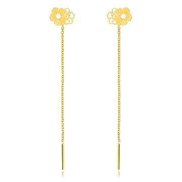 Cercei Flowers din AUR 14K cu lantișor