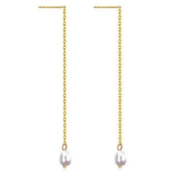 Cercei Pearly cu Lantisor din Inox placat cu AUR 18K