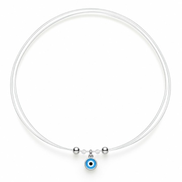 Choker reglabil fir transparent - Ochi de Deochi din Argint 925 - Blue