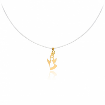 Colier Angelic cu fir transparent si Inger din AUR 14K
