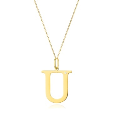 Colier Aur 14K cu Diamant Natural 0.01 ct