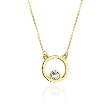 Colier Aur 14K cu Diamant Natural 0.01 ct