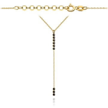 Colier Celebrity cu Pietre Negre Suspendate Vertical