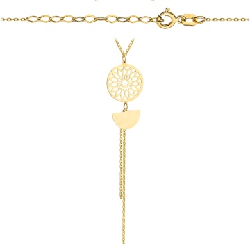 Colier cu Floare Ajurata si Semicerc- Aur 14k