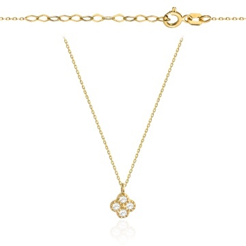 Colier cu Trifoi si Cristale- Aur 14k