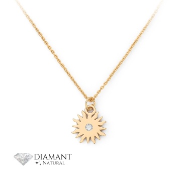 Colier Diamond Sun din AUR 14K cu Diamant Natural