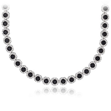 Colier din argint 925 cu cristale Angel Collection - Black Edition