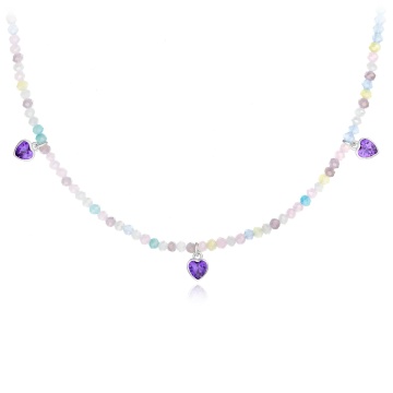 Colier Hearty Purple din Argint 925 cu cristale