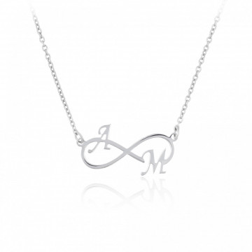 Colier Infinity din argint 925 personalizabil cu 2 initiale la alegere