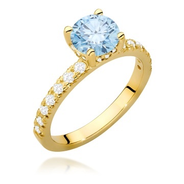 Inel Aur 14K cu Diamante Albastre de Laborator 1.26 ct
