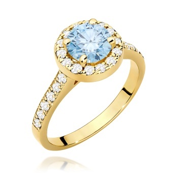 Inel Aur 14K cu Diamante Albastre de Laborator 1.38 ct