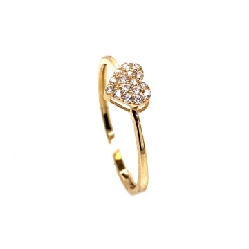 Inel Aur 14k cu Inima 3D si Zirconii Albe