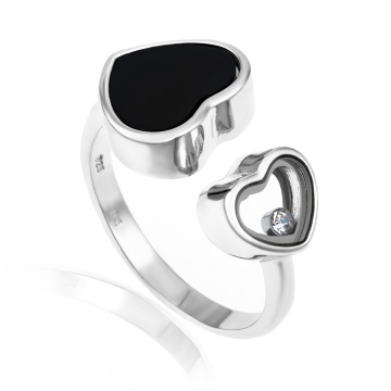 Inel Black Heart din Argint 925 3.8g