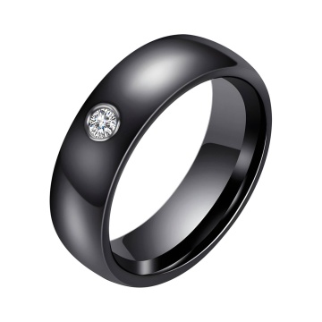 Inel Ceramic Black Crystal M8/57