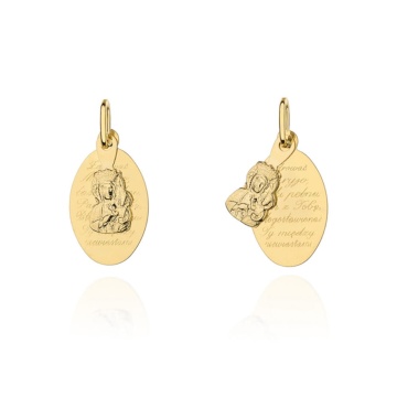 Medalion Aur 14k cu Maica Sfanta si Rugaciune
